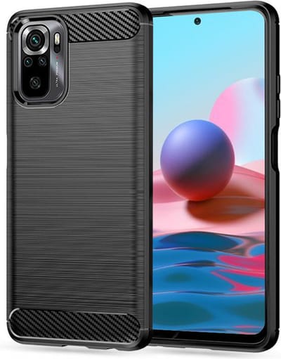 Hoesje geschikt voor Xiaomi Poco M5s - Techsuit Carbon Silicone Back Cover - Zwart
