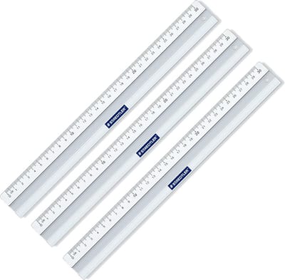 3-Pack Metalen Liniaal 30 cm - Professioneel Teken- en Meetgereedschap