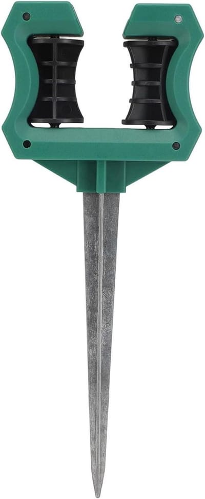 Slanggeleiding - Haspel houder - Tuinonderhoud - Robuust metaal - 25 cm paal - Groen