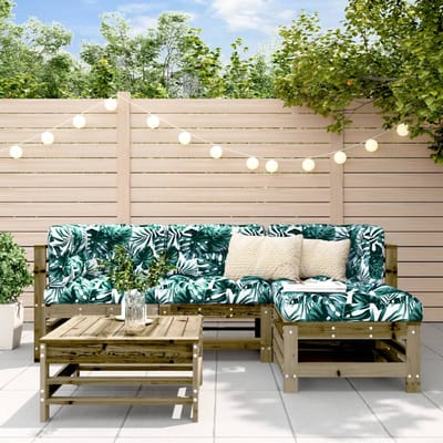 vidaXL - 5-delige - Loungeset - met - kussens - geïmpregneerd - grenenhout