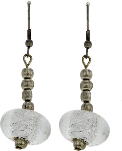 Behave - Oorhangers met witte glaskraal - retro vintage stijl