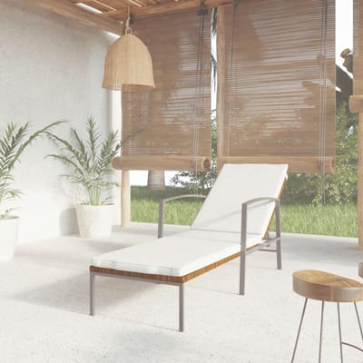Ligstoel met kussen - Relaxstoel buiten - Ontspannen in tuin - Verstelbare rugleuning - 195 x 60 cm - Bruin