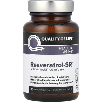 Qualité de Vie, Resvératrol-SR™, 135mg, 30 Capsules Végétales