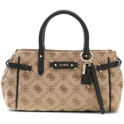 GUESS handtas schoudertas Dorothy Girlfriend Satchel Latte Logo / Black Lichtbruin