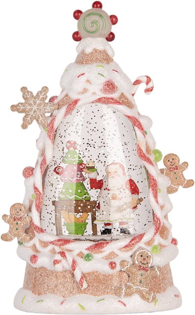 Clayre & Eef Kerstdecoratie met LED-verlichting en muziek Taart 14x8x24 cm / 3xAAA Wit Kunststof