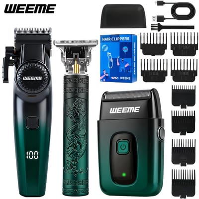 Baardtrimmer - 3-in-1 Haartrimmerset voor Mannen - Draadloze trimmers met LED-display, precisie-trimmer-set, USB-oplaadbare, voor thuis, perfecte mannencadeau