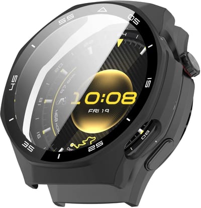 Stravo Screen protector case met bezel met schaalverdeling voor Huawei Watch GT 6 Pro 46mm - Full Cover Hard Case / Beschermend Hoesje - Zwart - HUAWEI WATCH GT6 Pro 46mm screenprotectors