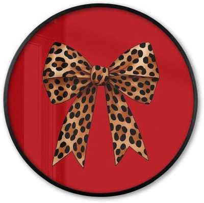 Poster in lijst Rond - Fotolijst 60x60 cm - Posters - Strik - Sierlijk - Panter - Rood - Ronde posterlijst zwart - Decoratie - Wanddecoratie woonkamer - Muurdecoratie slaapkamer