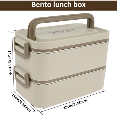 Boîte à repas 2 étages 2L Empilable Boîte à lunch en acier inoxydable pour adultes Enfants École Bureau Micro-ondes Portable Contenant de stockage alimentaire Total 2000 ml gray