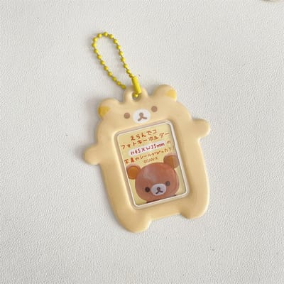 Schattige Korea beer Kpop 2 inch ID-kaarthouder Fotokaarthouder Foto Display Kaarthouder Tas Beschermhoes hanger Schrijfwaren beige