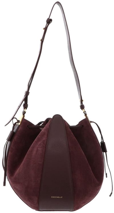 COCCINELLE Leren schoudertas Boom Handbag Grained Leather / Suede Leather Berry / Berry donkerpaars