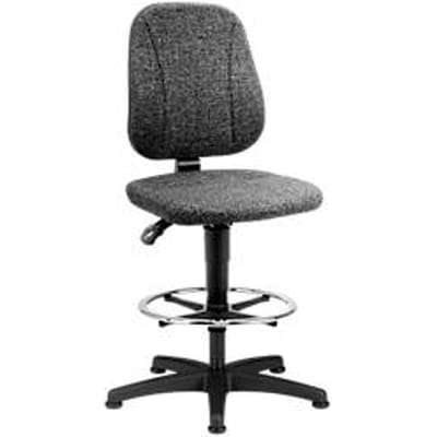 Werkstoel 9651, stoffen bekleding, glijders, voetenring, antraciet
