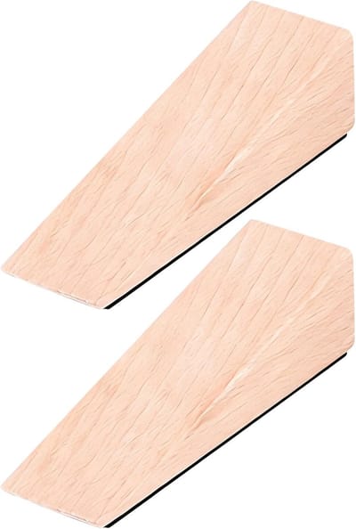 Houten Deurstopper - Deurwig Antislip - Deuren Open Houden - Driehoekige Wigvorm - 9x2.9x2.8 cm - Beige