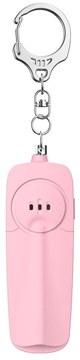 Persoonlijke veiligheidsalarm sleutelhanger - 130dB hoog decibel noodfluitje - met LED-zaklamp - Compact en lichtgewicht - Geschikt voor beveiliging buitenshuis, reizen en woon-werkverkeer - Roze