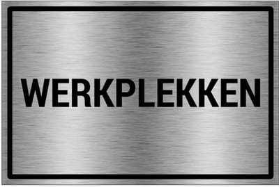 Werkplekken bord - gecoat brushed aluminium - grijs zwart | 30 x 20 cm