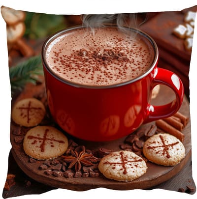 Sierkussens - Kussentjes Woonkamer - 50x50 cm - Chocolademelk - Mok - Winter - Kerst - Gezelligheid