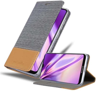 Cadorabo Hoesje geschikt voor Huawei Y5 2019 / Enjoy Play 8 / Honor 8S in LICHTGRIJS BRUIN - Beschermhoes met magnetische sluiting, standfunctie en kaartvakje Book Case Cover Etui