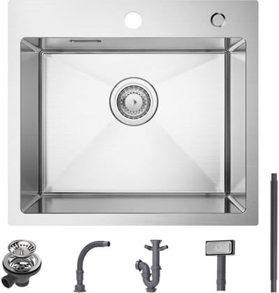 CECIPA max Spoelbak Keuken 50x45CM - Gootsteen RVS - Spoelbakken met Kraangat - Spoelbakken Keuken - Wasbak Keuken - Enkele Spoelbak - Spoelbakken met afdruip - RVS