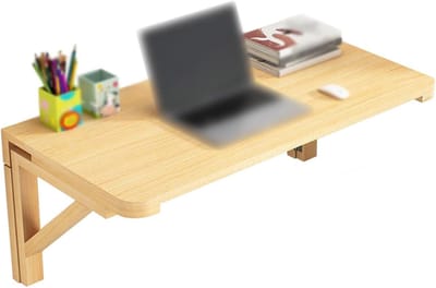 Opvouwbare Wandtafel - Klapbureau Inklapbaar - Ruimtebesparend Werken - Stevig Houtontwerp - 70x50cm - Houtkleur