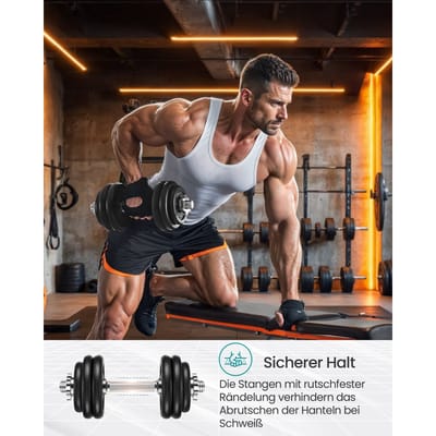 Gietijzeren Halter Set - dumbbells set - 30 kg - 2x 15 kg - verstelbaar - metalen stang