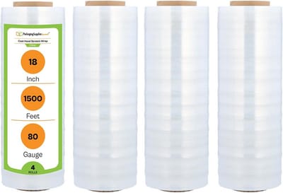 Set van 4 Rollen Stretchfolie voor Verpakken - 45.7 cm Breed en 457 Meter Lang
