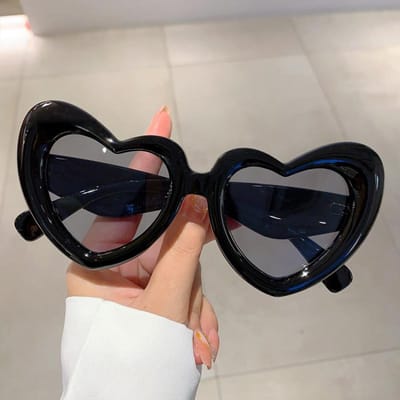 Y2K Oversized Liefdeshart Zonnebril Punk Roze Tinten Vintage Snoep Bril Trendy Unisex Luxe Designer