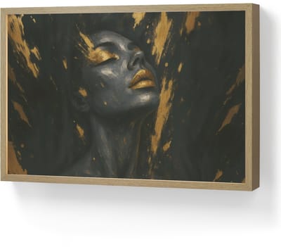 Wandlamp 60x40 cm - Oplaadbaar - Gezicht - Vrouw - Verfspatten - Abstract - Wandlampen binnen woonkamer - Slaapkamer lamp - Decoratieve nachtlamp - Vloerlamp draadloos