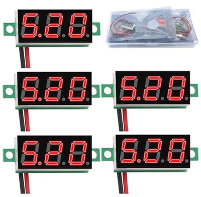 Mini Digitale Voltmeter 5 Stuks - 0.28 Inch, 2.4 V-30 V met Omgekeerde Polariteit Bescherming