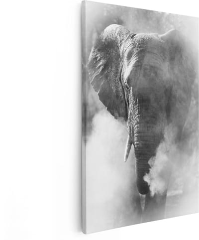 Artaza Canvas Schilderij Olifant - 80x120 cm - Groot - Wanddecoratie Dieren - Muurdecoratie Afrika - Schilderijen Op Canvas