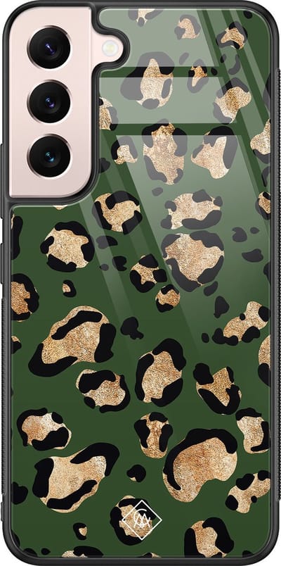 Casimoda® hoesje - Geschikt voor Samsung Galaxy S22 - Luipaard Groen - Luxe Hard Case Zwart - Backcover telefoonhoesje - Groen
