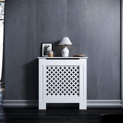 Moderne Radiatorombouw Wit - Stijlvolle Afdekking met Diamant Patroon voor Woonkamer