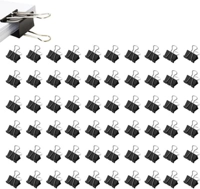 Pack van 60 Zwarte Documentklemmen - Metaal Vouwklemmen 32mm Dubbele Klem Teken Pliers voor Notities Kantoor Benodigdheden Thuis School