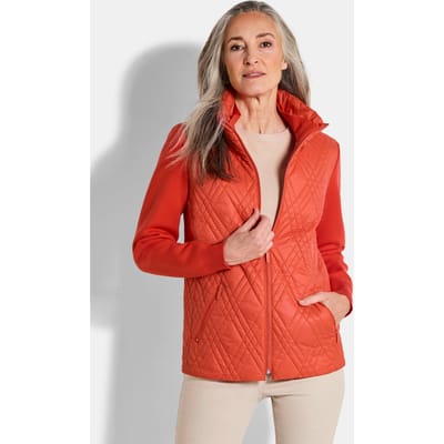 Tussenjas van tricot en watté - oranje - Gr. 38 van Goldner Fashion