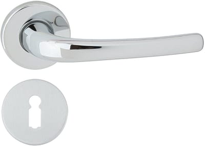 Domino® Deurkrukgarnituur AUREA-R M6 - Chroom gespoten - BB- gladde sleutel met Ronde Rozette - Deurbeslag van aluminium - Deurklink voor kamerdeur, kantoordeur, kelderdeur en binnendeur