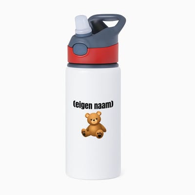 Hacebo® - teddybeer met eigen naam waterfles met rietje rood - Teddybeer - kinderen/knuffel liefhebber - iemand die houdt van teddyberen - verjaardag - cadeau - kado - geschenk - water fles - 650ML