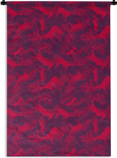 Wandkleed - Wanddoek - Hert - Patroon - Kleuren - 120x180 cm - Wandtapijt