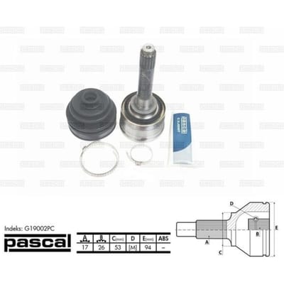 Homokineet reparatie set, aandrijfas PASCAL G19002PC
