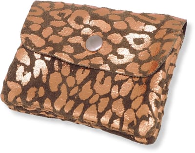 Bijoutheek Portemonnee Leer Italiaans Suede Leopard Taupe