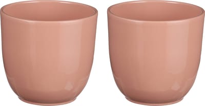 Mica Decorations Plantenpot/bloempot Tusca - 2x - Lichtroze - keramiek - glans - D13.5/H13 cm