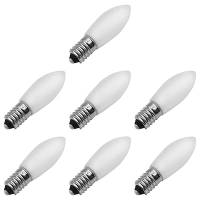 Reserve Kerstlampjes E10 - 7 stuks - Gloeilamp - 12V/3W - Warm Wit Licht - 2200K - 13 Lumen - Dimbaar - Mat