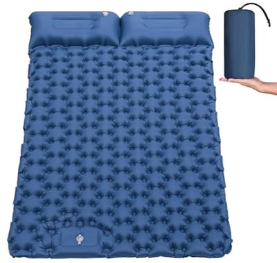 Zelfopblaasbare Slaapmat - Dubbele Luchtmat Kampeer Mat - Comfortabel Kamperen - Geïntegreerde Voetpomp - 192 x 125 cm - Blauw