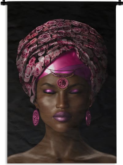 Wandkleed - Wanddoek - Vrouw - Accessoires - Roze - 90x135 cm - Wandtapijt