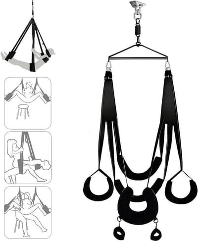 Sex Schommel - Sex Swing Extra Stevig – Seksschommel Met Extra Brede Kussens – Seksspeeltjes voor Koppel – Seks Schommel BDSM – Erotiek Toys - Sex Sling – Love Swing – Discreet Verpakt – Zwart