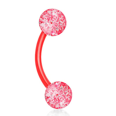 Piercing glitter 1.2x8 - rood - LMPiercings