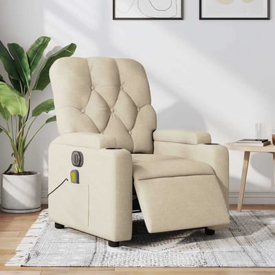 vidaXL - Massagestoel - elektrisch - verstelbaar - stof - crèmekleurig