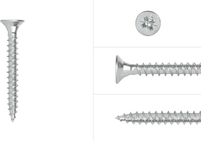Wovar Spaanplaatschroeven Verzinkt 4,5 x 50 mm Pozidrive Voldraad | Doos 200 Stuks