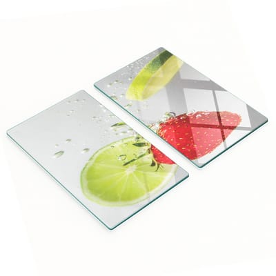 Stijlvolle en duurzame glazen borden met aardbei-limoenprint, 2x30x52 cm