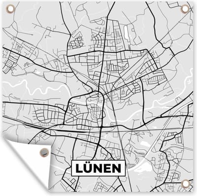 Tuin poster Lünen- Kaart - Stadskaart - Duitsland - Plattegrond - 200x200 cm - Tuindoek