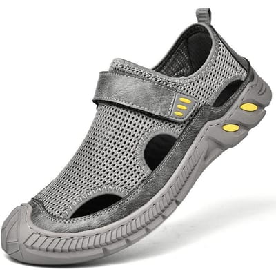 Heren Sandalen Zomer Nieuwe Trend Gaten Schoenen Neus Zachte Zool Ademend Outdoor Strand Schoenen 43 grijze kleur