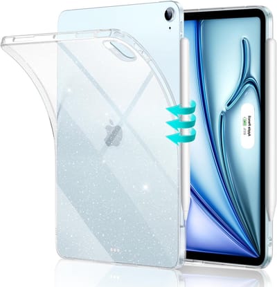 Slimme en Lichte Transparante Back Case voor iPad Air 11 Inch, Geschikt voor M4/M3/M2 en Air 6th/5th/4th Gen, Ondersteunt Pencil Pro en USB-C, Anti-Geelverkleuring